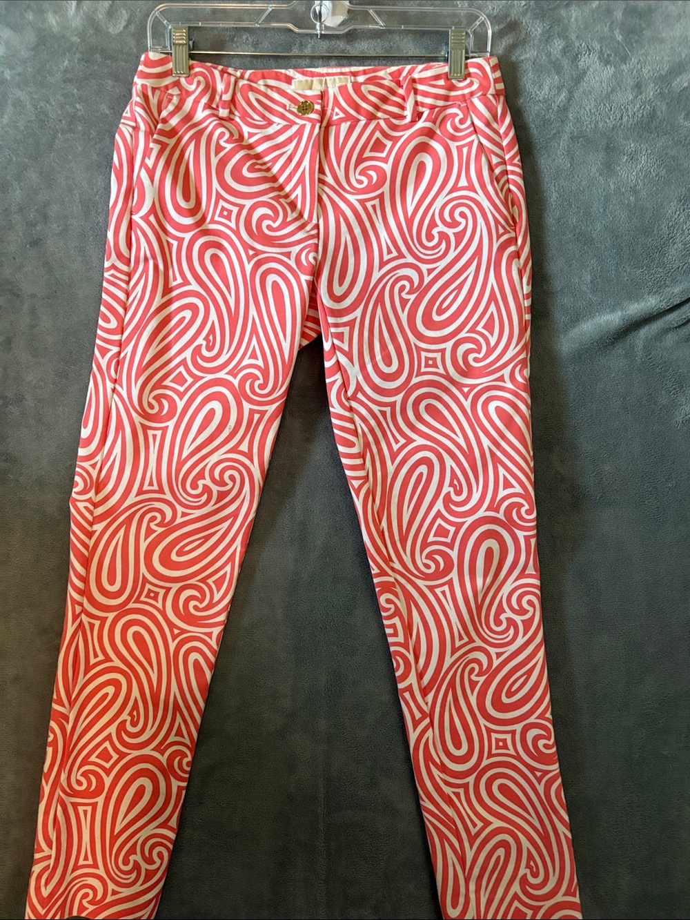 Michael Kors Collection Coral & White Swirl Skinny Pants